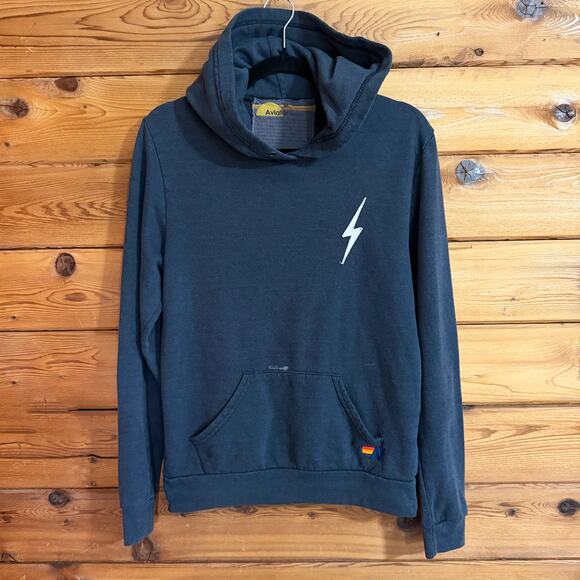 AVIATOR NATION Hooded Sweatshirt Blue Lightning Bolt Size M - Picture 1 of 6